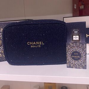CHANEL Black Sparkle Tweed Cosmetic Pouch